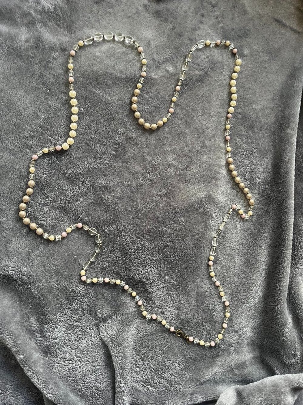 Pastel and Clear Beads 24" Necklace - like new